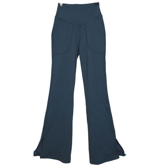 Halara Blue Crossover Waist Front Pocket Split Flare Leggings Size XS - Picture 1 of 11